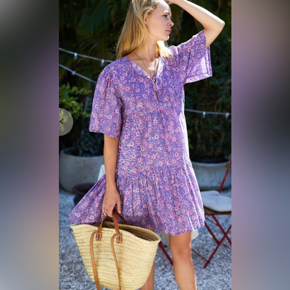 Emerson Fry Isla Dress Violet Wildflower Size : M/L